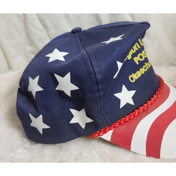 Vintage Nissun Cap Patriotic Rope Hat Legion Lounge Post 64 Okeechobee FL 80s90s - Picture 2 of 6